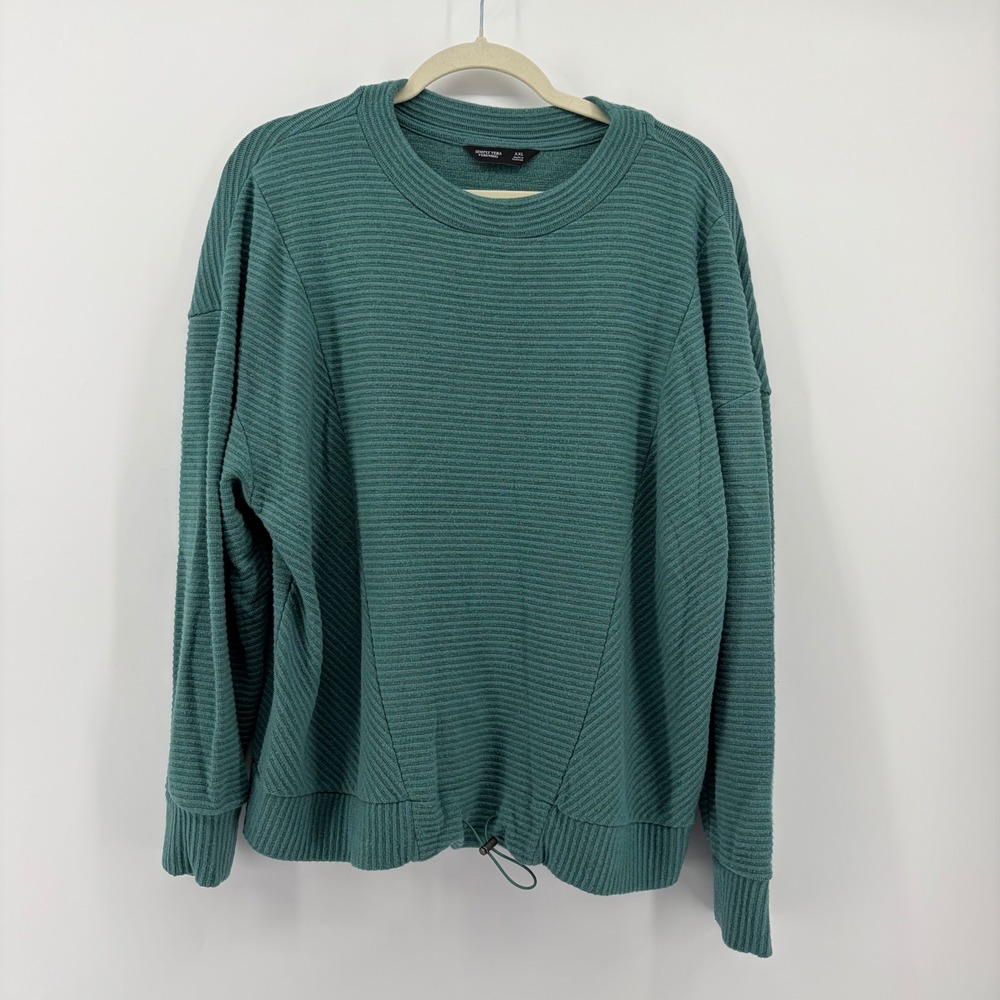 Simply Vera Vera Wang XXL Teal Green Pullover Ribbed Drawstring Hem Sweater